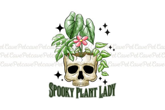 Spooky Plant Lady Skull Watercolor PNG Grafik T-shirt Designs Von Pet Cave