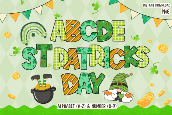 St Patricks Day Doodle Letters Alphabet. Gráfico Modelos de Impressão Por VividDoodle
