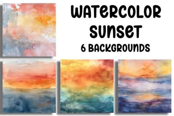 Watercolor Sunset Backgrounds Graphic Backgrounds By unlimited art