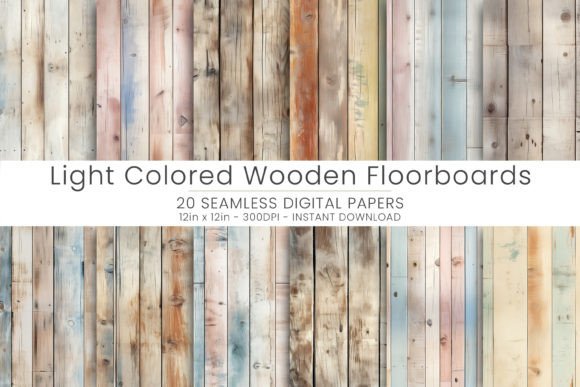 20 Light Colored Wooden Floorboards Gráfico Texturas de Papel Por Mehtap