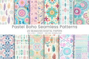 20 Pastel Boho Seamless Patterns Digital Graphic Patterns By Mehtap 1