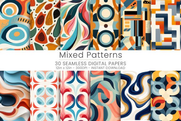 30 Mixed Patterns Digital Paper Afbeelding Papier Texturen Door Mehtap