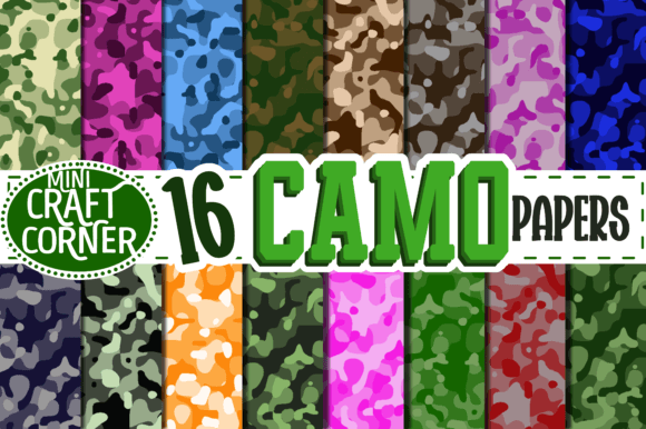 Camo Digital Paper Pack Graphic Backgrounds By Mini Craft Corner