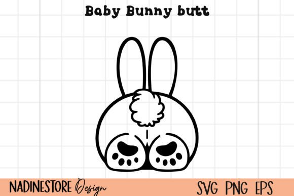 Cute Baby Bunny Butt SVG, EPS, PNG. Gráfico Artesanato Por NadineStore