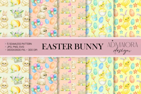 Easter Digital Paper for Sublimation Graphic Patterns By AdMaioraDesign