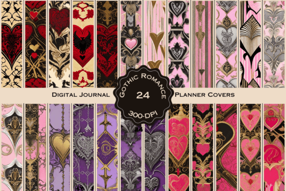 Gothic Romance Digital Journal Cover Graphic AI Patterns By Hunab Ku Creations