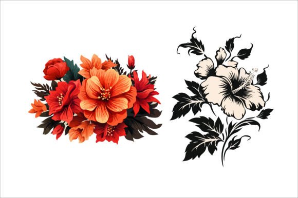 Hibiscus Bouquet Silhouette Vector Grafik Druckbare Illustrationen Von Creative shirts