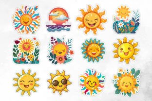 Kawaii Summer Sun Stickers Graphic Illustrations By Aspect_Studio 2