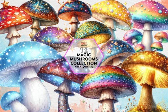Magic Mushrooms Collection Clipart PNG Grafik Druckbare Illustrationen Von PIG.design