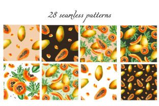 Papaya Seamless Patterns Afbeelding Papieren Patronen Door Navenzeles 2