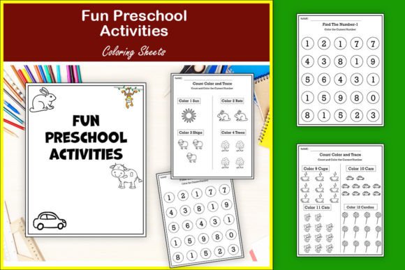 Preschool Math Coloring & Number Explore Graphic PreK By TheStudyKits