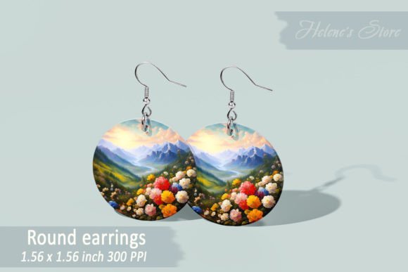 Spring Round Earring Sublimation PNG Grafica Creazioni Di Helene's store