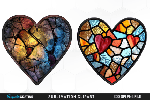 Stained Glass Heart Sublimation Clipart Graphic Illustrations By Regulrcrative