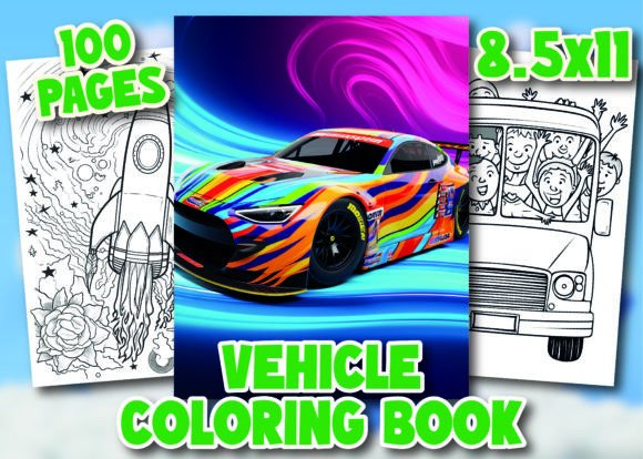 Vehicle Coloring Pages for Kids Gráfico Páginas y libros de colorear para niños Por JSS GLOBAL IT 03