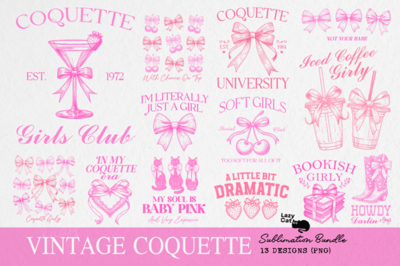 Vintage Coquette Sublimation Bundle Graphic Crafts By Lazy Cat