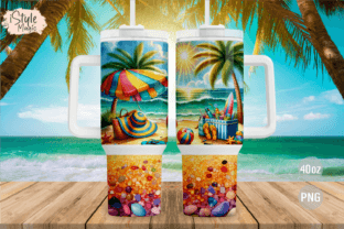 40oz Beach Summer Tropical Tumbler Wrap Graphic Crafts By iStyleMagic 2