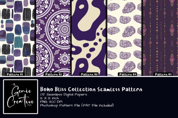 Boho Bliss Collection Seamless Patterns Graphic Patterns By thegeniecreativestudio