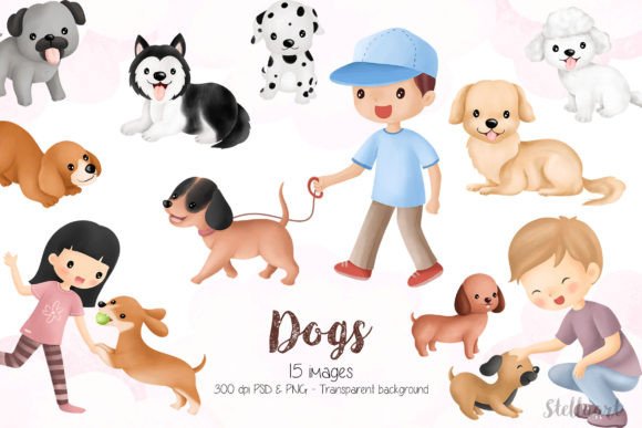 Dogs Cartoon Clipart Graphic Illustrations By Stellaart