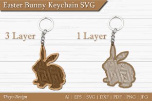 Easter Bunny Ornament SVG,Keychain Bunny Gráfico SVG 3D Por Theyo Design 3