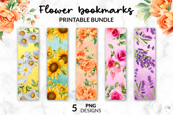 Flower Bookmarks Watercolor Printable Graphic Crafts By Katine Design
