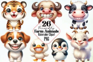 Friendly Farm Animals Sublimation PNG Grafik Druckbare Illustrationen Von RobertsArt 1
