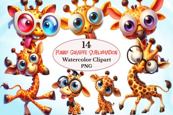 Funny Giraffe Sublimation Clipart Gráfico Ilustraciones Imprimibles Por craftvillage