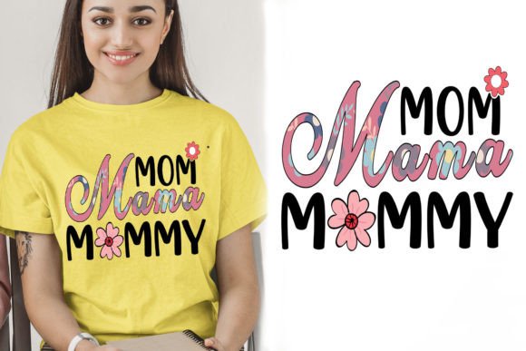 Mom Mama Mommy Floral PNG T-shirt Design Afbeelding T-shirt Designs Door nusrat 87