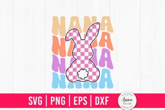 Nana Retro Easter Bunny Afbeelding Afdruk Sjablonen Door Anna Design