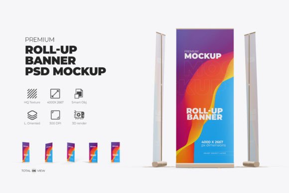 Roll-Up Banner PSD Mockup Graphic Product Mockups By RAM Studio