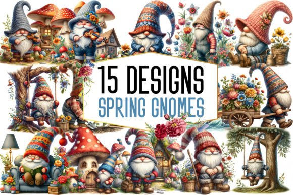 Spring Gnomes Cliart PNG Sublimation Graphic Illustrations By ORMCreative