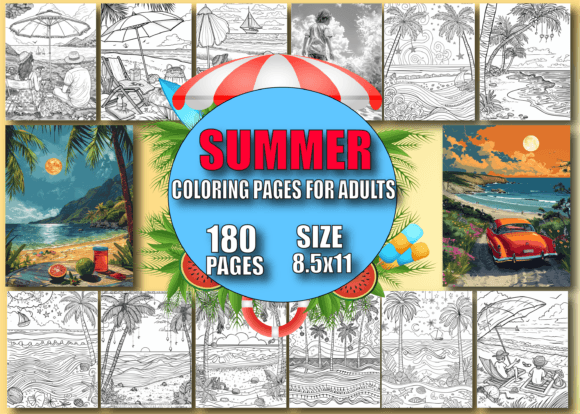 Summer Coloring Pages for Adults V-05 Graphic Coloring Pages & Books Adults By Design Zone