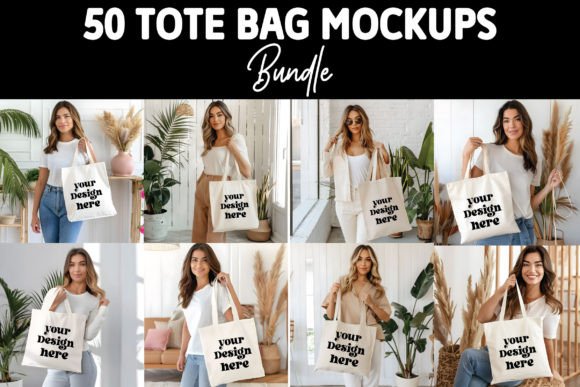 Tote Bag Mockup Bundle Gráfico Mockups de Productos Diseñados a Medida Por MockupStore