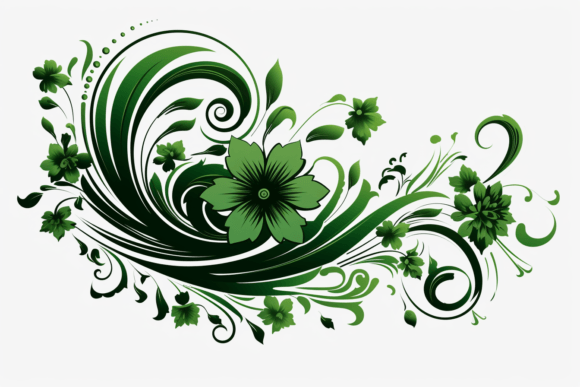 Colorful Tendril, Green and Brown Flower Illustration Illustrations Imprimables Par saydurf