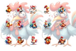 Funny Chicken Watercolor Clipart Bundle Graphic Illustrations By shipna2005 3