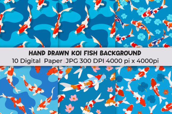 Hand Drawn Koi Fish Background Graphic Backgrounds By mirazooze