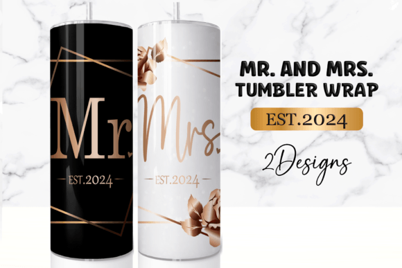 Mr and Mrs Wedding 20Oz Tumbler Wrap Graphic Crafts By Sunshine Design