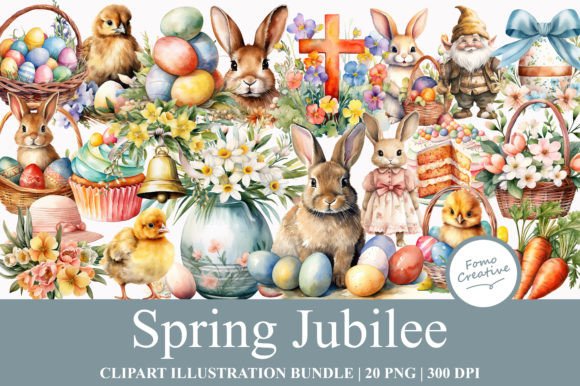 Spring Jubilee Clipart Gráfico Ilustraciones Imprimibles Por Fomo Creative