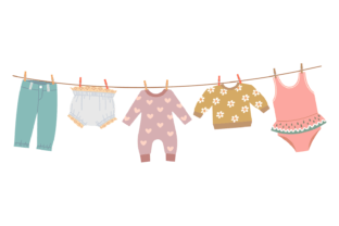 Toddler Clothes Drying. Child Textile Ha Gráfico Ilustraciones Imprimibles Por ladadikart