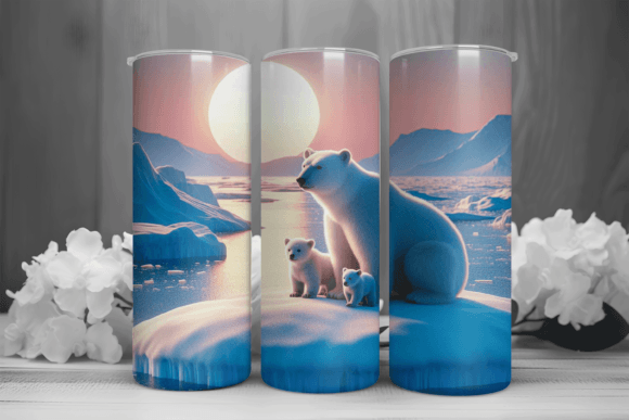 3D Polar Bear 20oz Skinny Tumbler Wrap Gráfico Artesanato Por sagorarts
