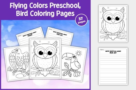 Bird Coloring,Writing,Learning Adventure Gráfico Infantil Por TheStudyKits
