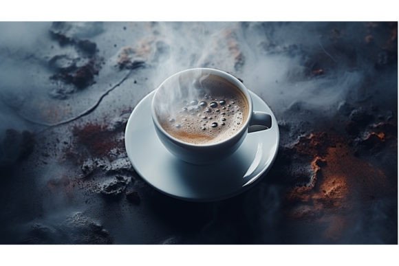 Cup of Coffee on a Black Background Graphic AI Illustrations By Alby No