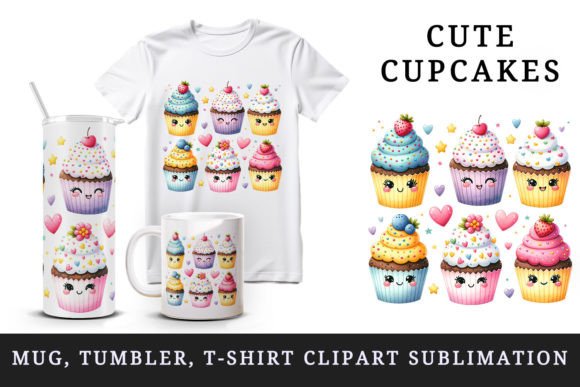 Cute Cupcakes Tumbler Mug Wrap Clipart Graphic Crafts By Tati Design
