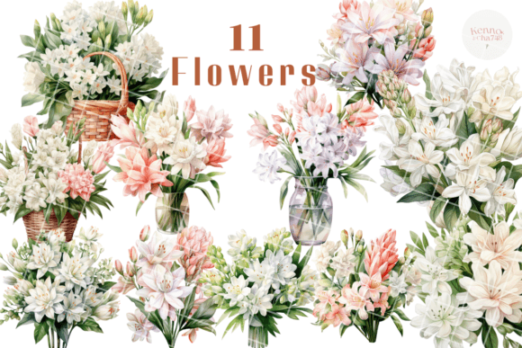 Flowers Watercolor Graphic Illustrations By kennocha748