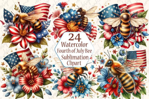 Fourth of July Bee Clipart Bundle Graphic AI Illustrations By designhome