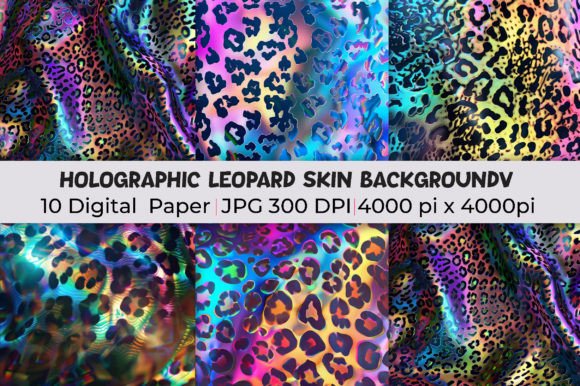 Holographic Leopard Skin Backgrounds Graphic Backgrounds By mirazooze