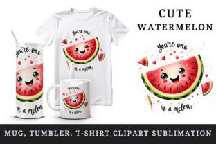 One in a Melon Watermelon Mug Clipart Grafika Rękodzieła Przez Tati Design 1