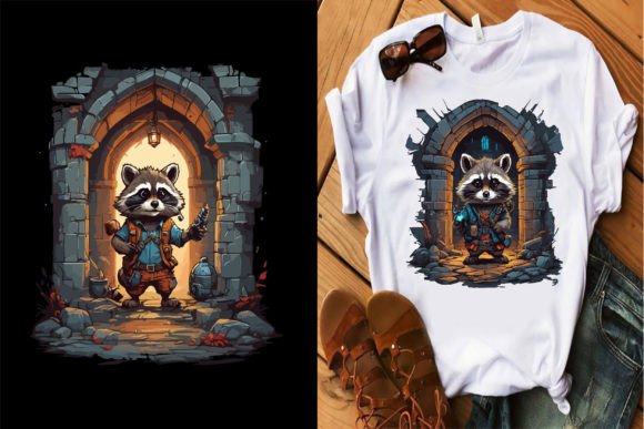 Raccoon in the Dungeon T-shirt Prompts Graphic T-shirt Designs By TANIA KHAN RONY