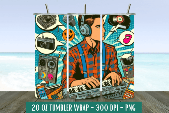 Retro Pop Art Fun Tech Music 20 Oz Wrap Graphic Illustrations By Craft Fair