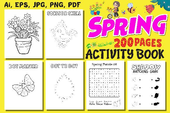 Spring Activity Book for Kids Gráfico Páginas y libros de colorear para niños Por FuN ArT