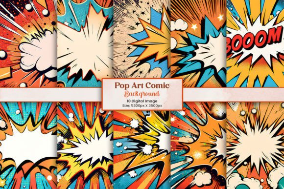 Vintage Pop Art Comic Background Gráfico Gráficos IA Por Pod Design